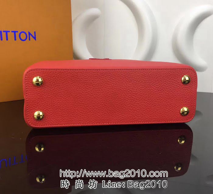 路易威登LV頂級原單 M94517辣椒紅配蜜桃粉經典 Capucines小號手袋 YDH1676
